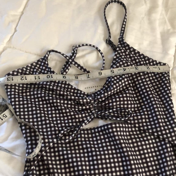 Aeropostal Black and White Checked One Piece Peek-a-boo Swimsuit - Picture 8 of 8